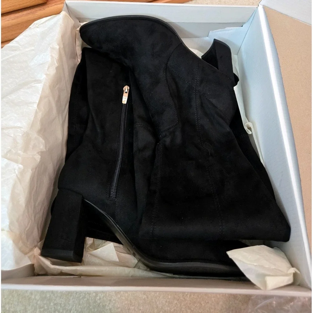Marc Fisher Luley over the knee Boot‎ Women's 7.5M Black Suede NWOT